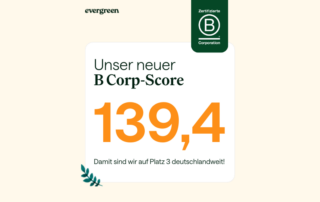 139,4 ist der neue B Corp Score von Evergreen.