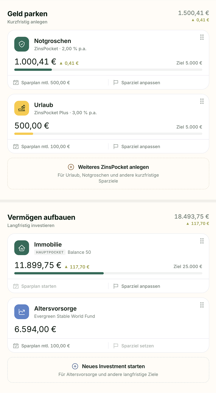 Neue Pocketansicht im Evergreen Depot